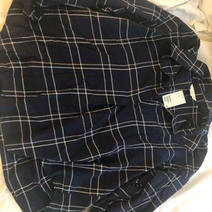 Navy and White Plaid Shirt